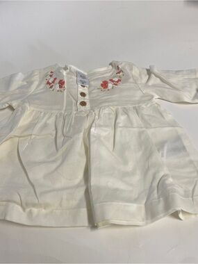 Carters NWT Cream Baby Swim Dress Coverup with Floral Embroidery